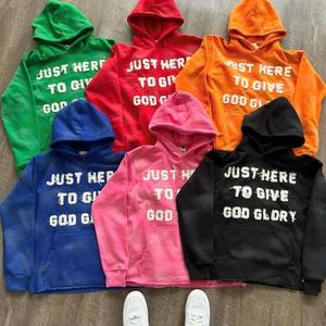 Sudadera con capucha bordada con apliques de parche desgastado de algodón pesado personalizada para hombres fabricantes Sudadera con capucha bordada con apliques desteñidos al sol - Product Image 6