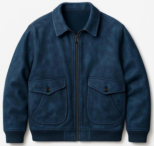 Veste en cuir d'hiver pour homme avec col montant et logo frontal, séchage rapide et respirante - Product Image 1