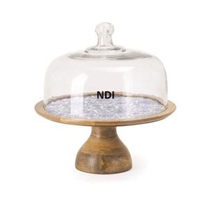 Support à gâteau au design élégant avec couvercle en dôme en émail pour les fêtes d'anniversaire - Product Image 1