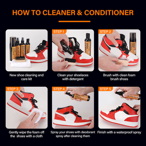 S-King Schuhreiniger Schuhreinigungsset Sneaker-Reinigungsset Fleckenentferner Imprägnierspray Deodorant-<span class=keywords><strong>Spray</strong></span> Flüssiges Schuhpflegeset - Product Image 6