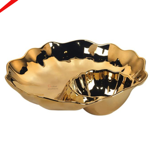 Plateau de service en métal fini or de qualité supérieure avec soucoupes d'assaisonnement - Product Image 1