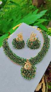 Conjunto de Collar Tradicional Indio para Mujer, Estilo Minimalista, Alta Calidad, Diseño Étnico de Pavo Real, Collar con Pendientes a Juego - Product Image 2