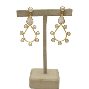 Pendientes de Perlas de Agua Dulce Naturales Color Blanco Ostra, Estilo Vintage Cristiano para Boda, Chapados en Oro sobre Latón, Hechos a Mano, para Mujer - Product Image 3