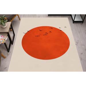 Blood Moon and Birds Printed <b>Rug</b> - Modern <b>Boho</b> Office Dining Room,With Pile Soft <b>Rug</b> - Product Image 3