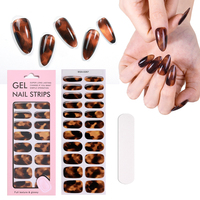 Bandes de gel autocollantes pour ongles motif écaille de tortue ambrée, faciles à appliquer et à retirer, sans UV, sans BPA, autocollants pour ongles en gel
