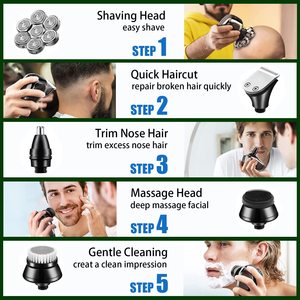 Rasoir électrique sans fil étanche avec tête détachable, tondeuse à joues IPX7 USB pour hommes chauves, pour le soin du visage et du corps, idéal pour les camping-cars - Product Image 5