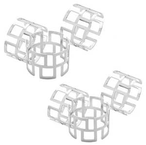 Servilletero de Metal dorado, soporte de anillo, diseño cuadrado geométrico hueco, Decoración de mesa para boda, fiesta, Hotel, banquete, comedor - Product Image 2