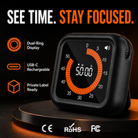 Minuteur de cuisine numérique silencieux avec alarme, horloge de compte à rebours magnétique 12 heures, rechargeable USB-C pour la pâtisserie, la gym et la cuisine