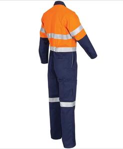 Ropa de trabajo de seguridad de alta visibilidad de algodón 100% para hombre, mono transpirable, impermeable, tiras reflectantes, fluorescente antiestático para carretera - Product Image 4