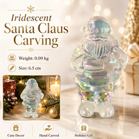 Figurine de Noël translucide irisée sculptée en forme de Père Noël pour la décoration de la maison et du bureau, idéale comme cadeau et objet de collection