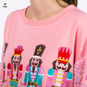 <b>Top</b> Selling Women's Floral <b>Mesh</b> Texture Knit Summer Shirts <b>Long</b> <b>Sleeves</b> Customized Logo Stylish Floral Design Terry Wholesale - Product Image 3