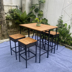 BS00028 Juego de bistró de mimbre moderno de 5 piezas para comedor alto al aire libre más atractivo para jardín, patio, comedor, sala de estar y gimnasio - Product Image 1