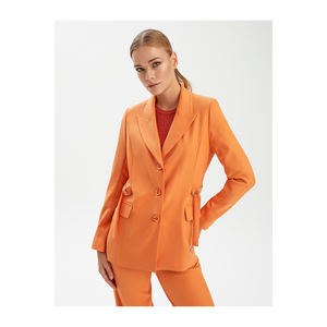 Veste pour femme en mélange de viscose avec détails de boucle métallique complexe, double poche, manches longues, très colorée - Product Image 2