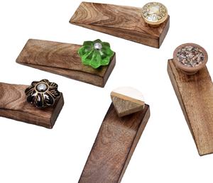 Butée de porte en bois rustique avec boutons en céramique vintage pour cuisine salon salle de bain chambre artisanat - Product Image 2