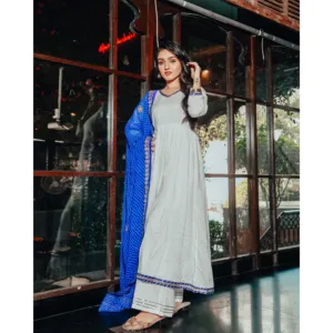 Womens Soothing White Gotapatti Suit Set Elegant Handcrafted Kurta Pant Dupatta Outfit Traditional Festive Wear - Product Image 2