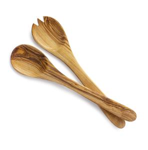 Vente flash : service à salade en bois, bois de manguier poli émaillé, avec plateau rond assorti - Product Image 5