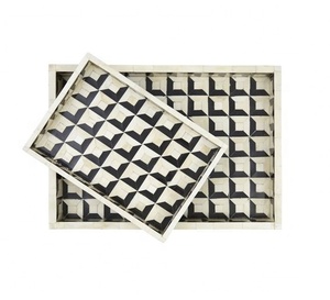 Vente chaude taille personnalisée Rectangle résine et bois amour incrustation plateau de service à la main meilleure qualité décoration de la maison - Product Image 1