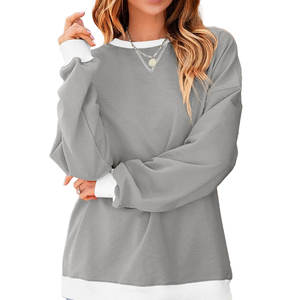 Sweat-shirt en coton pour femme, coupe ample, épaules tombantes, pull respirant, vêtements décontractés avec impression de logo personnalisé et service OEM - Product Image 3
