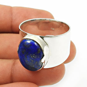 Anillo de lujo de estilo clásico de Plata de Ley 925 con piedras preciosas de lapislázuli natural para fiestas de cumpleaños exportador de joyería fina hecha a mano - Product Image 2