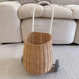 Cheap Trolley Bag Baby Wheeled Trolley Basket Rattan Storage <b>Suitcase</b> Luggage with Wheels for <b>Little</b> Child - Product Image 4