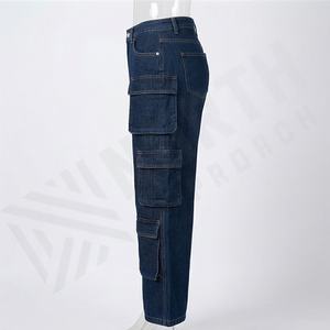 Pantalones Vaqueros de Mezclilla para Mujer, Casuales, Largos, Lavados, de Primera Calidad, de Pierna Ancha, a la Moda, con Logotipo Personalizado, OEM, de Alta Calidad, Atuendo Moderno - Product Image 3