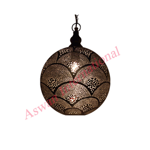 UFO Design Marocain Perforé Argent Laiton Mat Pendentif Lumière Maison Chambre Installation Lustre et Lampes Suspendues - Product Image 5