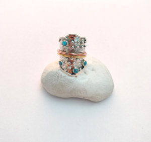 Nuevo anillo de piedras preciosas de forma redonda turquesa Dal indio hecho a mano anillo de Plata de Ley 925 para mujer - Product Image 3
