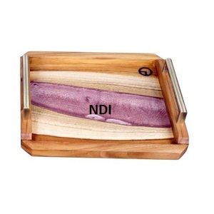 Bandeja para servir de madera para desayuno de uso multiusos Bandeja para servir de madera de acacia de alta calidad - Product Image 1
