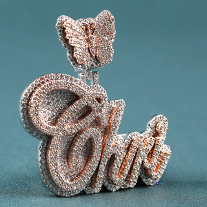 Colgante de diamante de moissanita de diseño único personalizado minimalista de mariposa en joyería fina de Plata de Ley 925 - Product Image 3