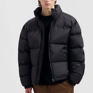 Veste matelassée imperméable en toile épaisse avec col montant, personnalisation de la marque, style streetwear pour hommes - Product Image 4