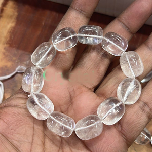Cristal curativo Piedra preciosa natural Cristal natural Cuarzo transparente Pulsera de cuentas caídas Pulsera de piedras preciosas de cristal transparente Joyería - Product Image 2