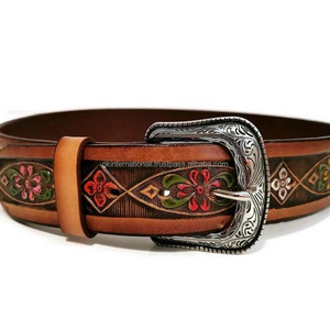 Andmade-Cinturón de herramientas de cuero occidental para hombre, cinturón con hebilla floral extraíble en relieve de tyle, disponible en todas las tallas - Product Image 3