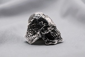 Silver Skull Handmade Men's Rhodium Plated Gothic <b>Biker</b> Punk Style Trendy <b>Ring</b> with Cross Design - Product Image 2