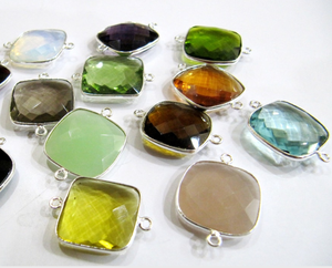 Cojín de cuarzo ahumado hecho a mano de 8mm, piedra preciosa cortada, joyería chapada en rodio de calidad con regalo budista de doble fianza - Product Image 1