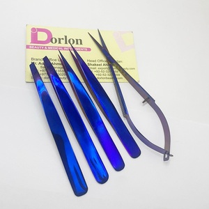 Pince à épiler pointue professionnelle pour l'épilation des sourcils et des cheveux Ensemble de ciseaux à sourcils Plasma bleu Épilateur facial en acier inoxydable - Product Image 1