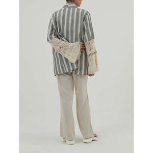 Ensemble coordonné élégant BRONX coupe classique XS/XS, tenue deux pièces sans col avec short pour le printemps/été WC465 - Product Image 6