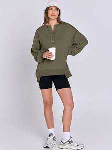 Sweat-shirt oversize pour femme, demi-zip, sweat-shirt court en polaire, sweat-shirt à fermeture éclair quart, tenues de mode automne 2025 - Product Image 6