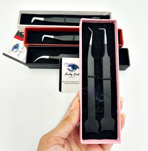 Pinzas negras mate con forma de gato y logotipo personalizado, herramientas de extensión de pestañas de acero inoxidable con puntas plateadas para pestañas postizas - Product Image 6