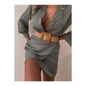 Ceinture élastique tissée à boucle carrée Fiori pour femme, pour veste, chemise, robe - Product Image 1