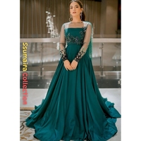 Tendances CP Anarkali Dananeer inspiré de Mobeen Vert marin Robe longue de cérémonie et de soirée Infroissable Soie brute Brodé à la main Swarovski