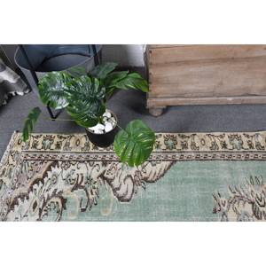 Tapis turc vintage 4.7 x 8.5ft vert beige laine Patchwork Design support en Latex pour la maison vivant chevet style rectangulaire-Tabriz - Product Image 5