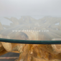 Table basse moderne de luxe en bois massif de teck avec plateau en verre, design antique personnalisable pour le mobilier de salon