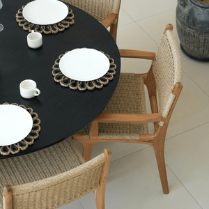 Modern Natural Teak Frame <b>Dining</b> <b>Chair</b> with Handwoven <b>Rattan</b> Seat and Backrest Eco-Friendly for Apartment Use - Product Image 1