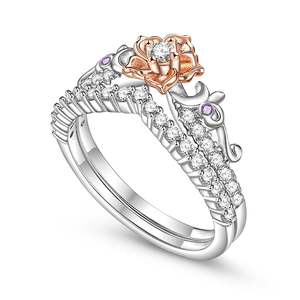 Ensemble de bagues de promesse Jeulia en or rose et argent sterling bicolore, bijoux de mode - Product Image 4