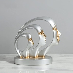 Escultura de metal decorativa Lady Face Table Decore con acabado de plata antigua Artículo de decoración única para el hogar - Product Image 2