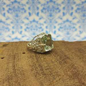 Anillo de Plata de Ley 925 de moda al por mayor, piedra facetada de amatista verde Natural, joyería natural inspirada en diamantes para fiestas - Product Image 1