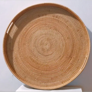 Panier rond en rotin décoratif pour décoration de la maison, plateau de service tissé élégant fabriqué au Viet Nam - Product Image 4