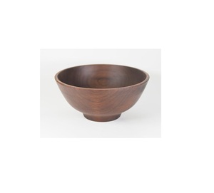 Grand bol de service rond en bois avec finition rustique naturelle pour les salades, les fruits et le pain. - Product Image 2