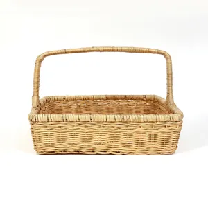 批发空花礼品食品水果面包篮储物盒手工制作便宜的小柳藤柳条篮