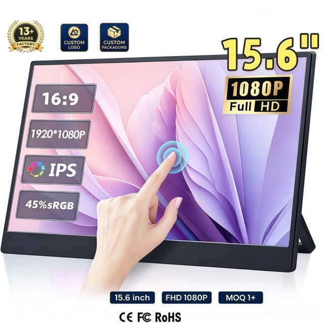 USB Type-C 15.6 Inch Ultra-Thin Gaming Portable Monitor 1080P TN LED Touch Screen 60Hz Built-in Speaker Monitor Portable